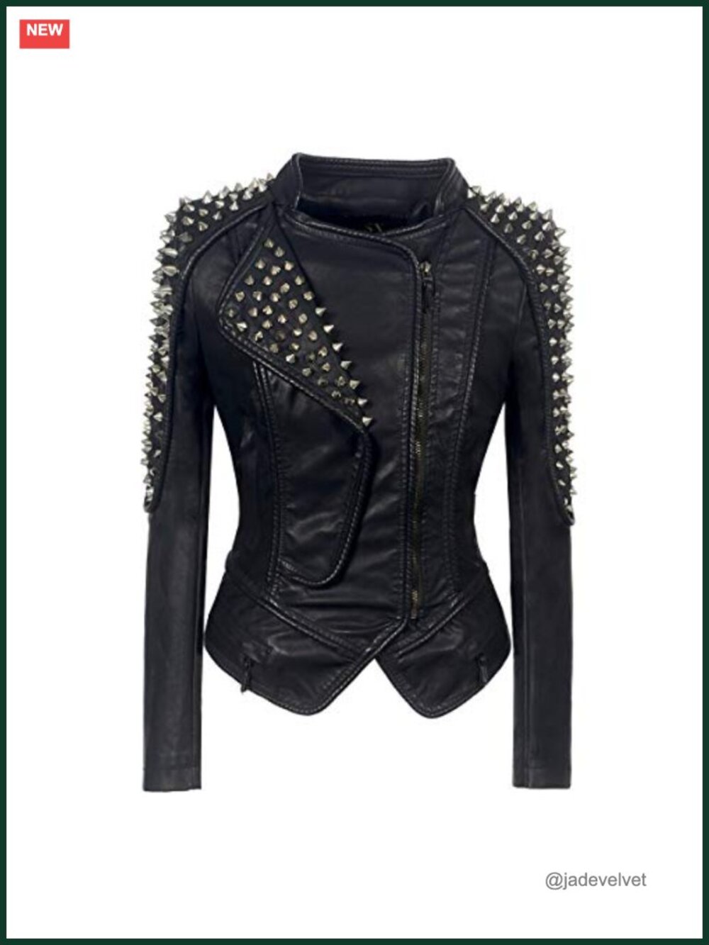 Faux Leather Motorcycle Jacket Punk Rivet Asymmetric Zip Biker Coat